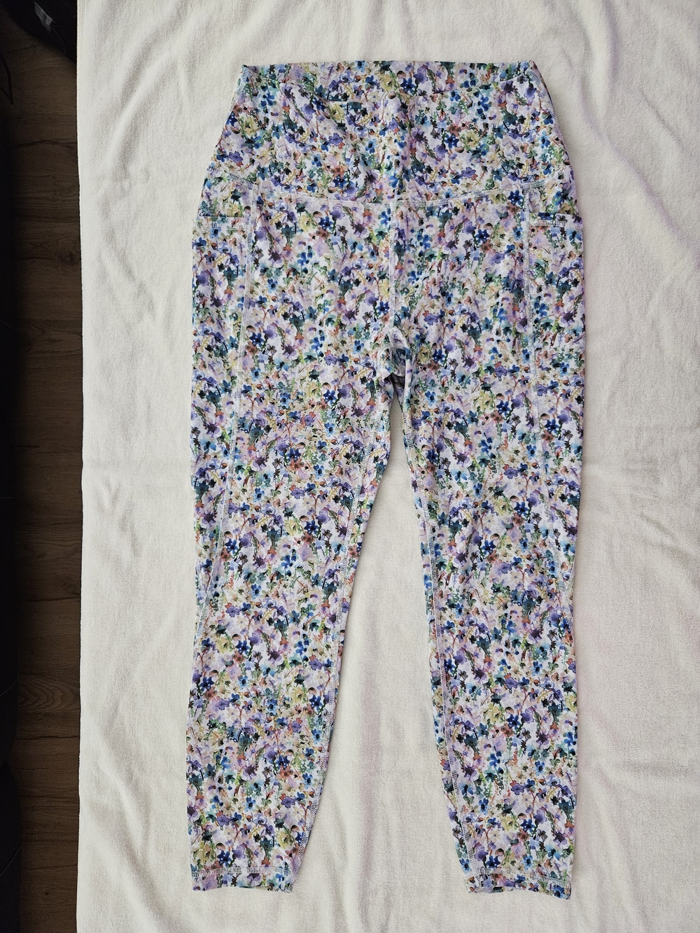 RBX Active High-Waisted Watercolor Floral Leggings with Pockets - Large